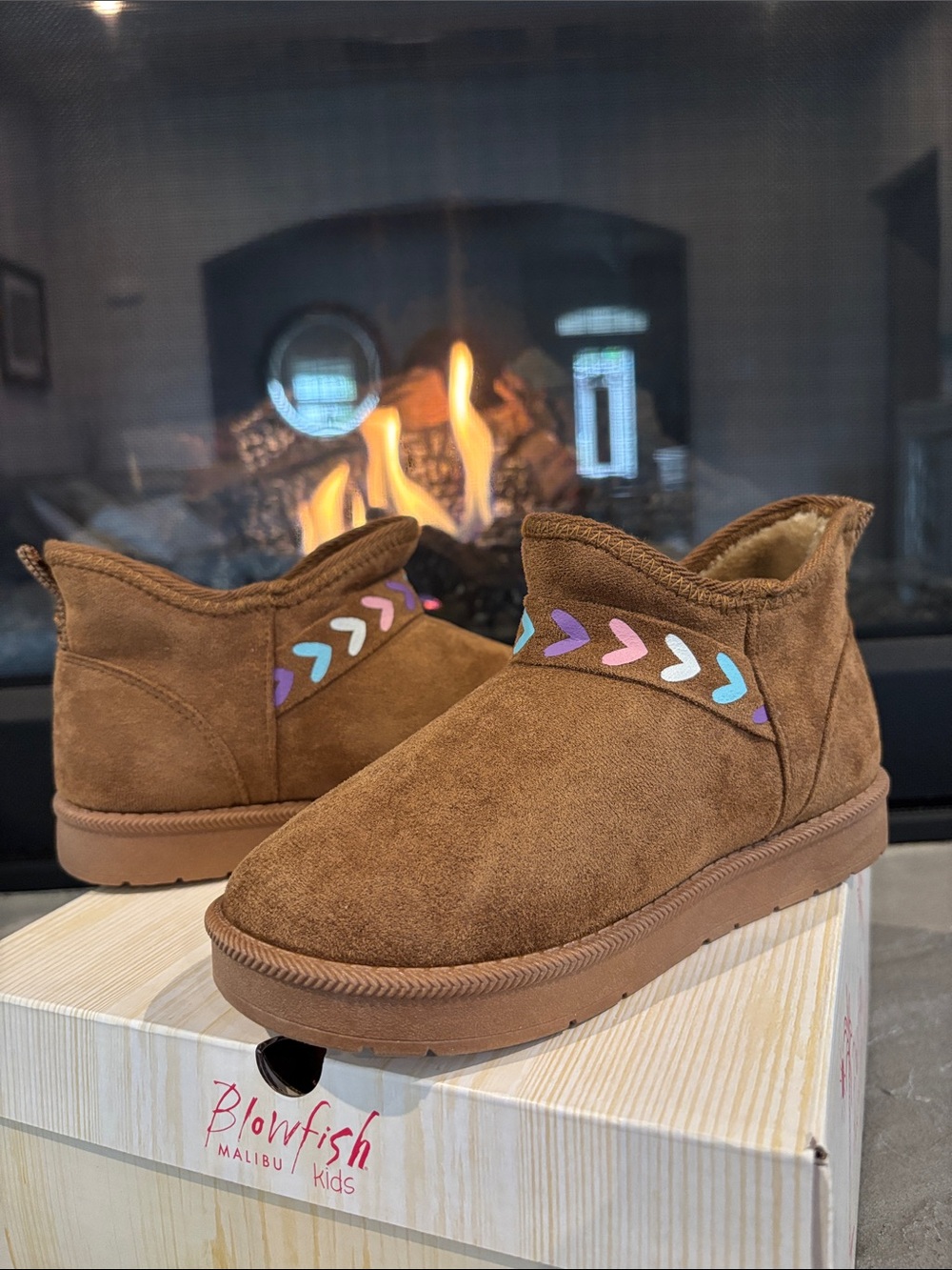 Blowfish Malibu Cedar platform bootie,microsuede upper, faux shearling lining